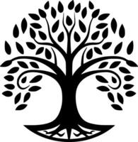 Tree of Life - Black and White Isolated Icon - Vector illustration