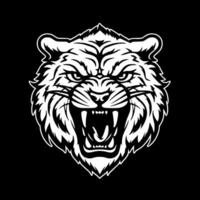 Tigre - negro y blanco aislado icono - vector ilustración