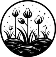 Spring, Black and White Vector illustration