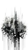 architecture abstract cityscape buildings with skyscrapers generative AI. photo
