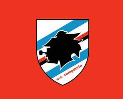 UC Sampdoria Club Logo Symbol Serie A Football Calcio Italy Abstract Design Vector Illustration With Red Background