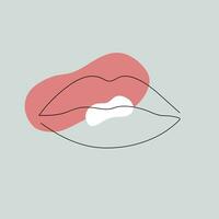 Lips. One line drawing. Minimalism. vector