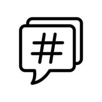 Hashtag in speech bubble line icon. Hashtag sign symbol, simple pictogram. Vector illustration isolated on a white background. Vector sign for mobile app and web sites.