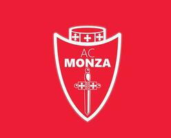 AC Monza Club Symbol Logo Serie A Football Calcio Italy Abstract Design Vector Illustration With Red Background