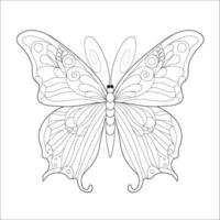 Contour drawing of a butterfly. Adult or children's coloring book. Insects vector