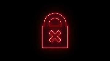 Insecure, Not Safe Padlock Burning Red Icon Symbol Shape  Flickering Effect video