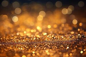 Abstract gold glitter bokeh texture background. AI Generated photo