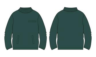 Long sleeve Sweatshirt technical drawing fashion flat sketch vector illustration template front and back views.
