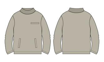 Long sleeve Sweatshirt technical drawing fashion flat sketch vector illustration template front and back views.