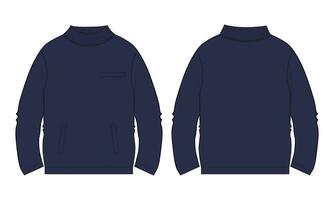 Long sleeve Sweatshirt technical drawing fashion flat sketch vector illustration template front and back views.