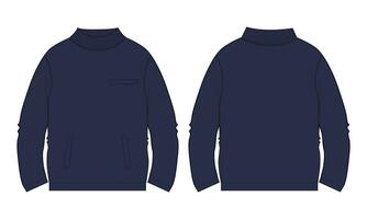 Long sleeve Sweatshirt technical drawing fashion flat sketch vector illustration template front and back views.