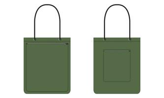 Tote hand bag vector illustration template front and back views