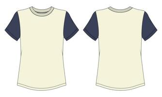 Short sleeve t shirt vector illustration template for ladies