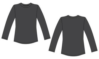 Long sleeve t shirt vector illustration template for ladies