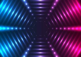 Blue purple glowing neon tech hexagons abstract background vector