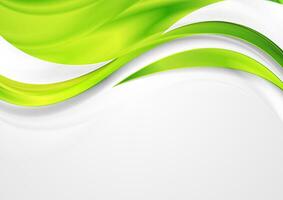 Bright green shiny glossy waves abstract background vector