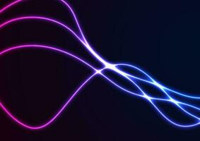 Blue purple neon glowing smooth wavy lines abstract background vector