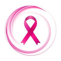 Breast cancer awareness month. Pink smooth circle background and ribbon tape vector