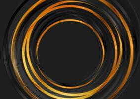 Black and bronze glossy circles abstract geometric background vector