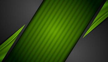 Green and black abstract background with glossy stripes vector