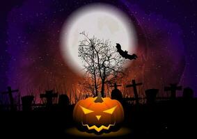 Halloween pumpkin and night grunge sky abstract background vector