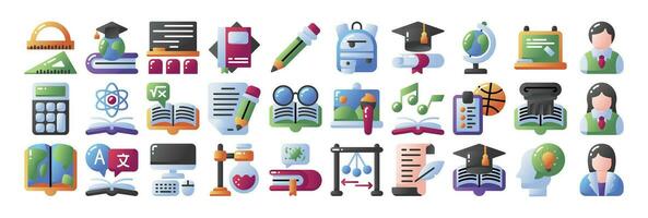 Back to school flat icon set. Perfect for graphic design, mobile, UI, and web masterpieces vector