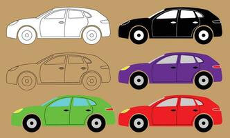 Illustration Vector of flat design car,silhouette car,outline car, colored car,car icon