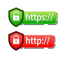 Http vs Https protocols. Understanding the Importance of Secure Web Connections vector