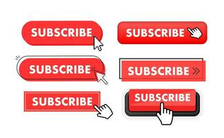 Set of Subscribe button. Hand pointer clicking. Subscribe web buttons vector