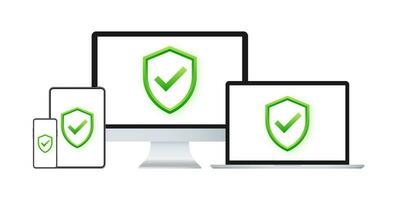 Data security protection. Cyber Security. Shield icon with checkmark vector