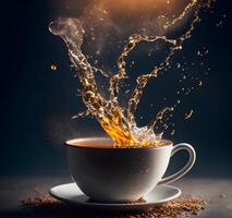 Photo a cup of tea with a black background