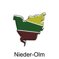 mapa de Nieder Olmo geométrico vistoso ilustración diseño plantilla, Alemania país mapa en blanco antecedentes vector