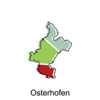 mapa de osterhofen geométrico vistoso ilustración diseño plantilla, Alemania país mapa en blanco antecedentes vector
