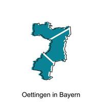 mapa de oettingen en bayern geométrico vistoso ilustración diseño plantilla, Alemania país mapa en blanco antecedentes vector