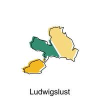 Map of Ludwigslust, World Map International vector template with outline graphic sketch style isolated on white background