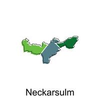 Map of Neckarsulm, World Map International vector template with outline graphic sketch style isolated on white background