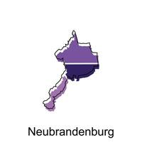 map of Neubrandenburg vector design template, national borders and important cities illustration design