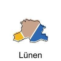 map of Lunen vector design template, national borders and important cities illustration