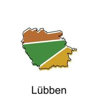 map of Lubben vector design template, national borders and important cities illustration design