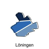 Map of Loningen, World Map International vector template with outline graphic sketch style isolated on white background