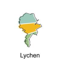 Map of Lychen, World Map International vector template with outline graphic sketch style isolated on white background