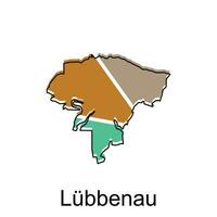 map of Lubbenau vector design template, national borders and important cities illustration