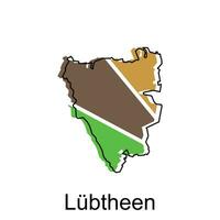 map of Lubtheen vector design template, national borders and important cities illustration design