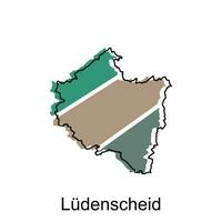 Map of Ludenscheid, World Map International vector template with outline graphic sketch style isolated on white background