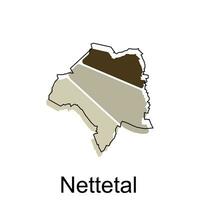 Map of Nettetal, World Map International vector template with outline graphic sketch style isolated on white background