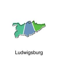 map of Ludwigsburg vector design template, national borders and important cities illustration