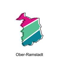 map of Ober Ramstadt vector design template, national borders and important cities illustration design