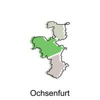 mapa de Ochsenfurt, mundo mapa internacional vector modelo con contorno gráfico bosquejo estilo aislado en blanco antecedentes