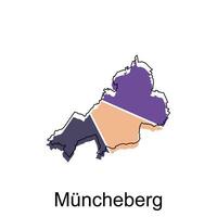 Muncheberg City Map. vector map of German Country design template with outline graphic colorful style on white background