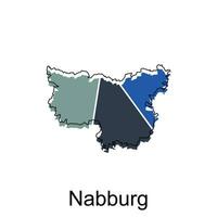 Map of Nabburg Colorful with outline design, World map country vector illustration template